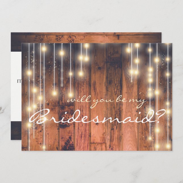 Rustic Wood Will you be my Bridesmaid Invitation (Front/Back)