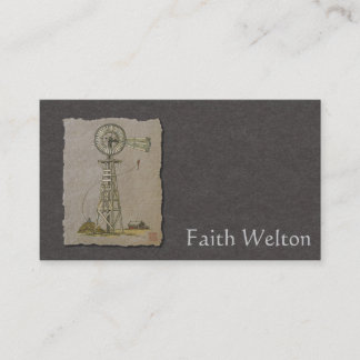 Rustic Wood Windmill Business Card