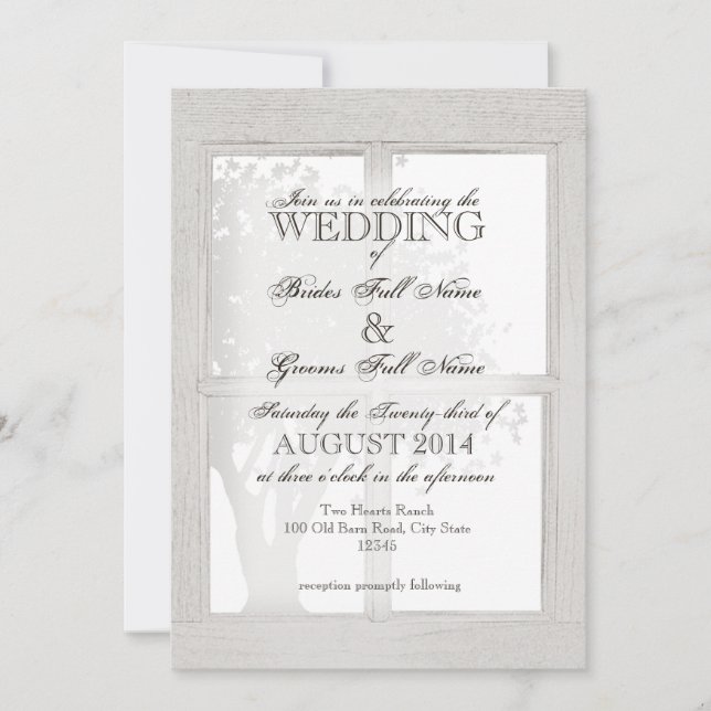Rustic Wood Window Frame Invitation (Front)