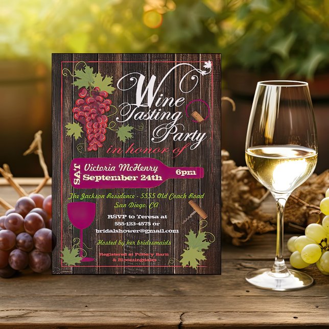 Rustic Wood Wine Tasting Party Invitations (Creator Uploaded)