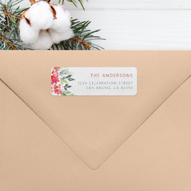 Rustic Wood & Winter Floral Return Address (Creator Uploaded)