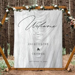 Rustic Wood Winter Forest Wedding Welcome Design Tapestry