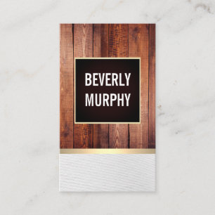 Rustic Wood with Border Embellishment / Gold Trim Business Card