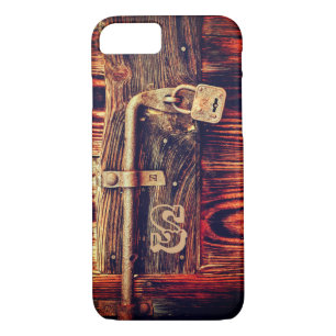 Rustic wood with brass lock woodgrain brown Case-Mate iPhone case