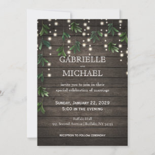 Rustic Wood with Lights Wedding Invitation