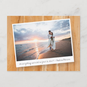 Rustic Wood with Photo Template Save The Date Postcard