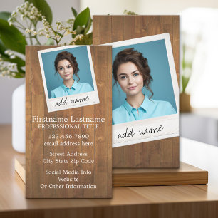 Rustic Wood with vintage square photo frame Business Card