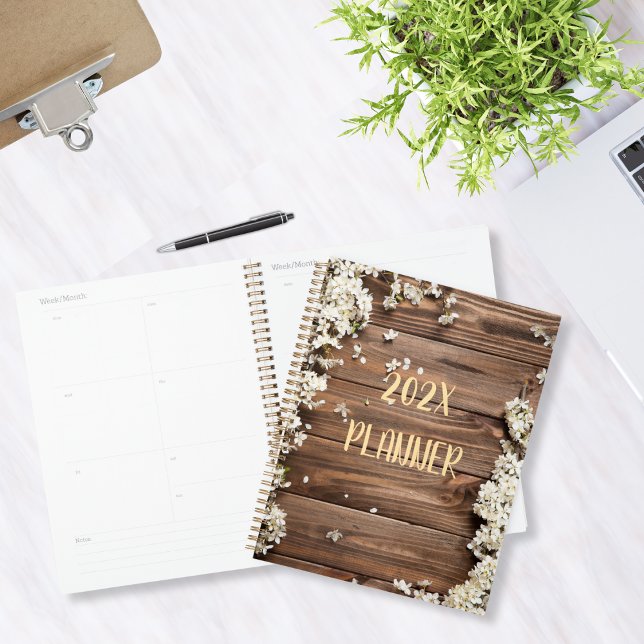 Rustic Wood with White Flowers Planner (Creator Uploaded)