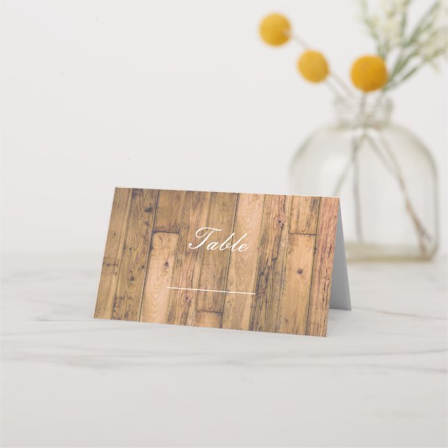 Rustic Wood Wooden Farmhouse Planks Table Number Place Card (Front)
