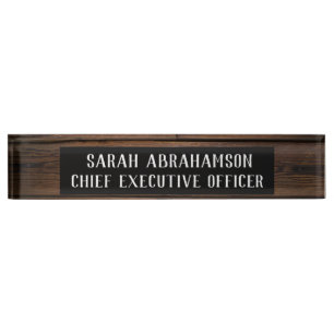 Rustic Wood Wooden Wood Grain Desk Sign Name Plate