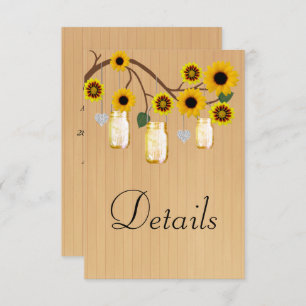 Rustic Wood Yellow Floral Mason Jars Details Enclosure Card