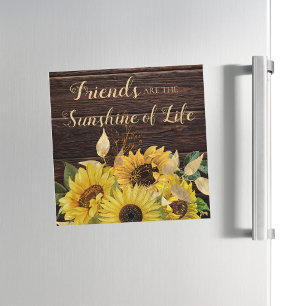 Rustic Wood Yellow Sunflowers Friends Sunshine