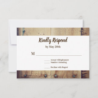 Rustic Wood You and Me Wedding RSVP Card