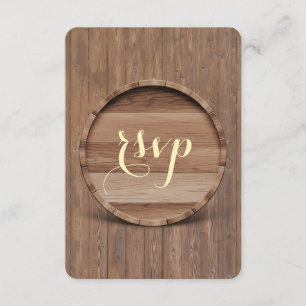 Rustic Wooden Barrel Wedding RSVP Card