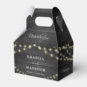 Rustic Wooden Black & White Wedding Thank You Favour Box