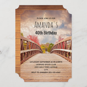 Rustic Wooden Bridge in the Country Birthday Invitation