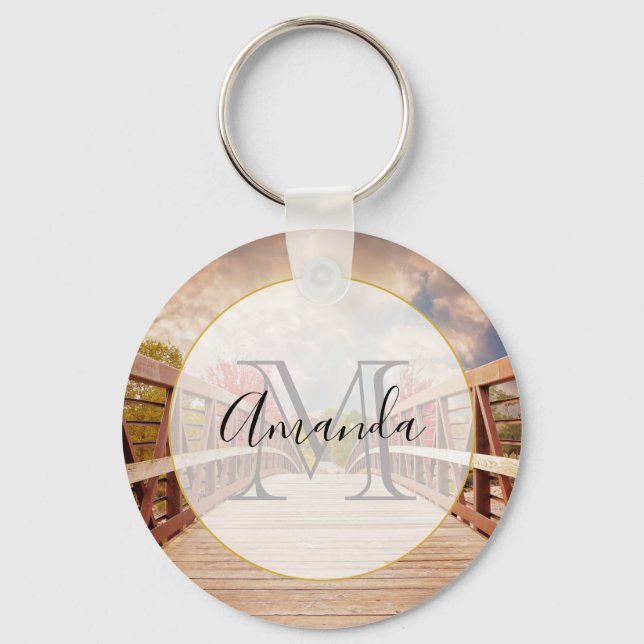 Rustic Wooden Bridge in the Country Key Ring (Front)