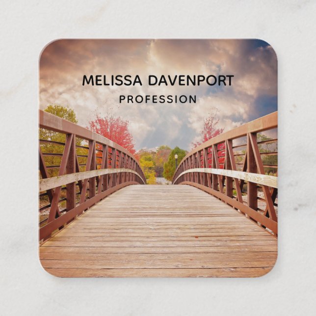 Rustic Wooden Bridge in the Country Square Business Card (Front)