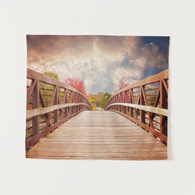 Rustic Wooden Bridge in the Country Tapestry (Front (Horizontal))