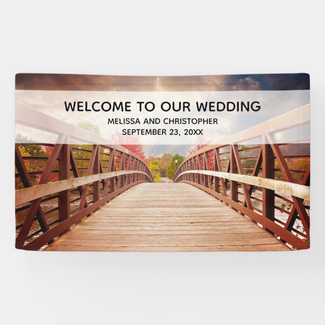 Rustic Wooden Bridge in the Country Wedding Banner (Horizontal)