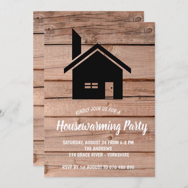 Rustic Wooden Chimney Housewarming Invitation (Front/Back)