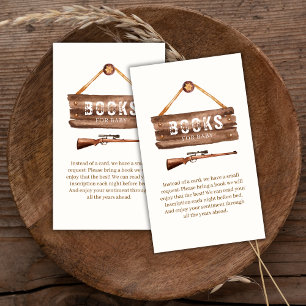 Rustic Wooden Cowboy Gun Books For Baby Shower Enclosure Card