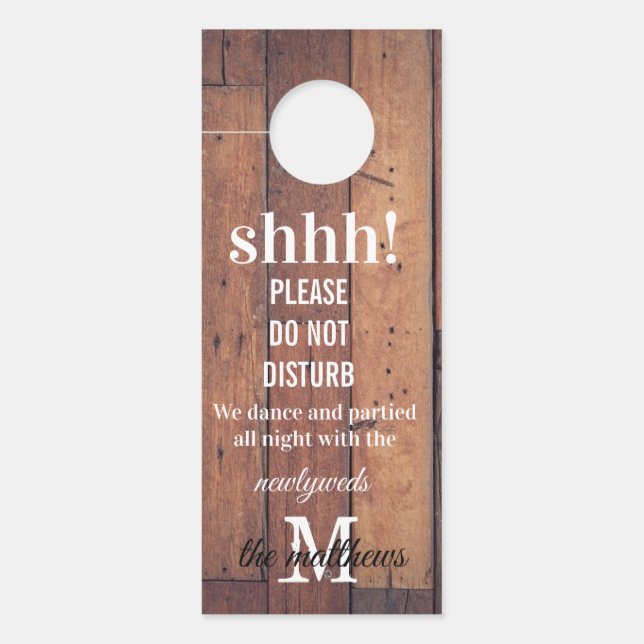 Rustic Wooden Do Not Disturb Barn Monogram Door Hanger (Front)