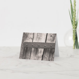 Rustic Wooden Door and Hinge Card
