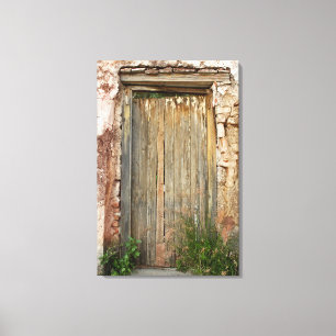 Rustic Wooden Doorway In Mexico Canvas Print