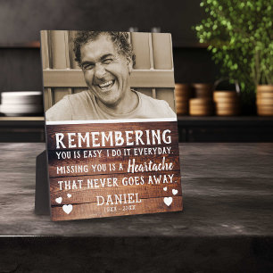 Rustic Wooden Family Memorial Photo Plaque