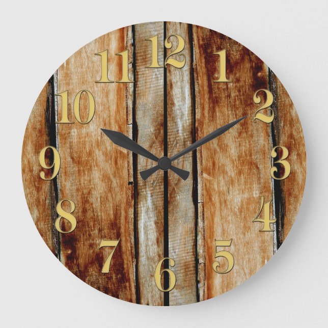 Rustic Wooden Fence Boards Effect Clock (Front)