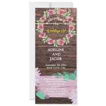 Rustic Wooden floral Script Wedding program