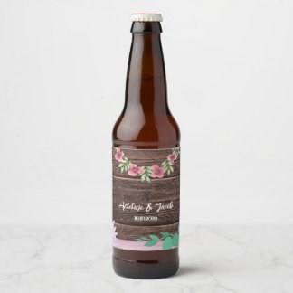 Rustic wooden Floral Wine Bottle label
