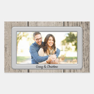 Rustic Wooden Framed Your Picture Rectangular Sticker