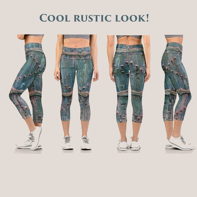 Rustic wooden gate and iron in blue capri leggings (Creator Uploaded)