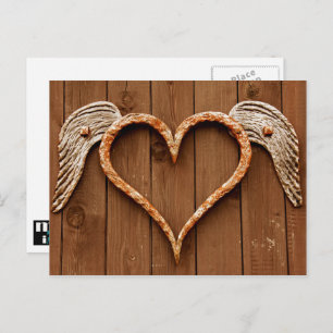 Rustic Wooden Heart Valentine's Day  Holiday Postcard
