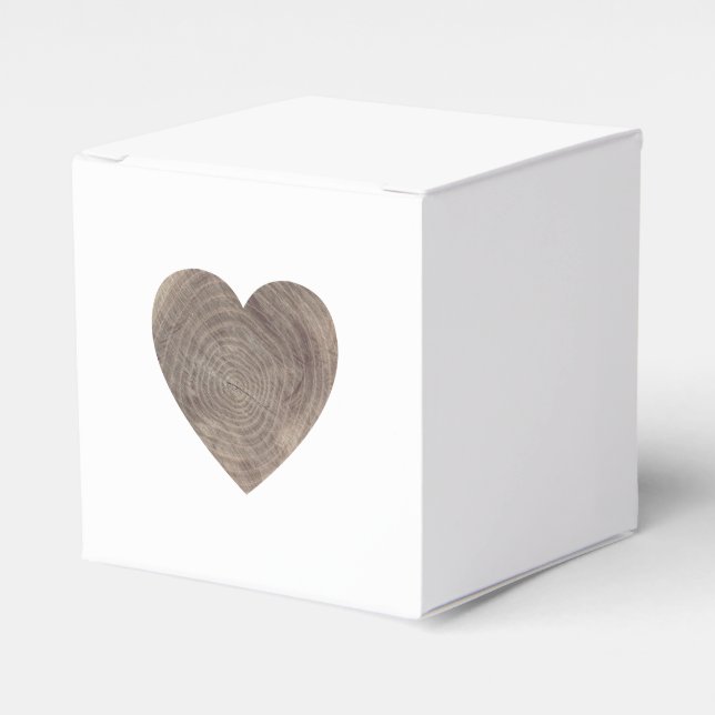 Rustic wooden heart wedding favour box (Front Side)