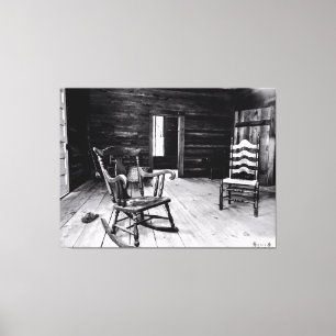 Rustic Wooden Interior with Empty Chairs Canvas Print