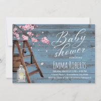 Rustic Wooden Ladder Pink Floral Dusty Baby Shower