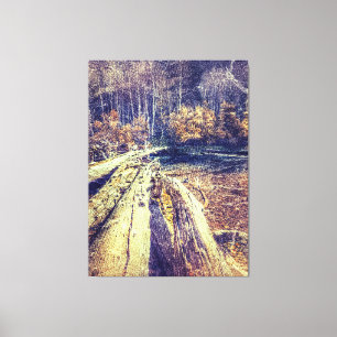 Rustic Wooden Logs by Forest Lake Canvas Print