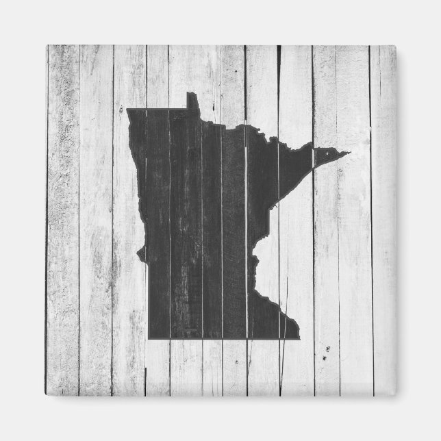 Rustic Wooden Minnesota Black and White Magnet (Front)