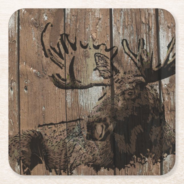 Rustic wooden moose coasters (Front)