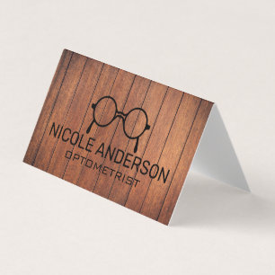 Rustic Wooden Optometrist Eye Glasses Business Card