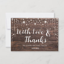 Rustic Wooden Photo Thank You Card - Customisable