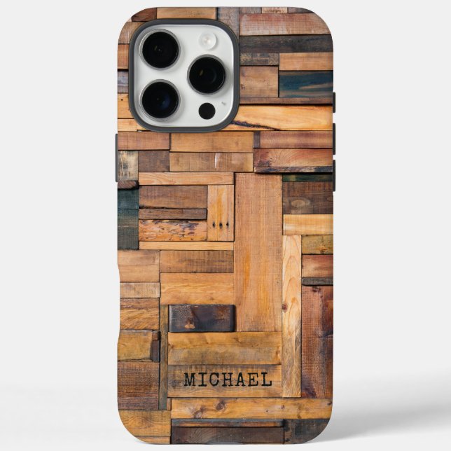 Rustic Wooden Planks Timber Personalised Name Case-Mate iPhone Case (Back)