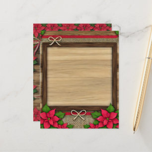 Rustic Wooden Poinsettia Frame Scrapbook Paper