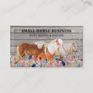 Rustic Wooden Ride Pony Floral Small Horse Business Card