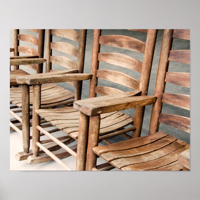Rustic Wooden Rocking Chairs Poster (Front)