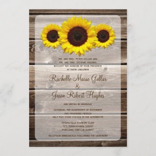 Rustic Wooden Sunflower Wedding Invitation 1.0