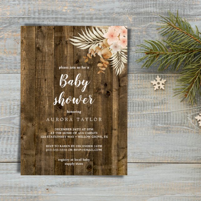 Rustic wooden theme baby shower invitation (Creator Uploaded)